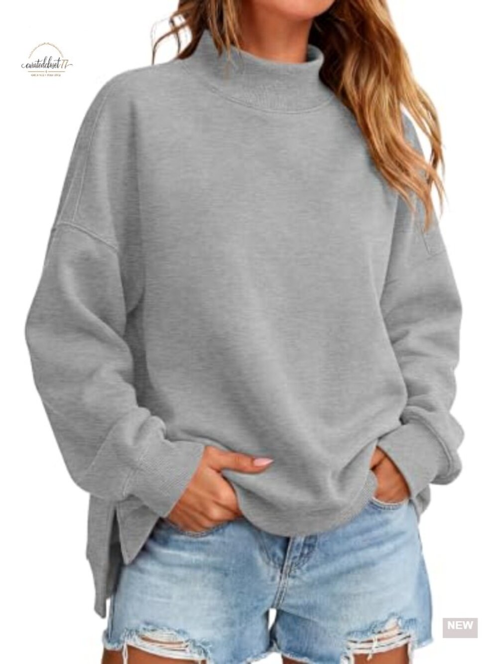 ANRABESS Women's Mock Neck Oversized Sweatshirt Pullover Loose Fit Fall